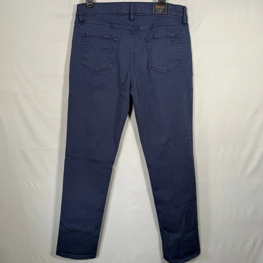 Brooks Brothers Mens Straight Leg Navy Blue Chino Pants W38 L30.5 Stretch - Picture 9 of 13